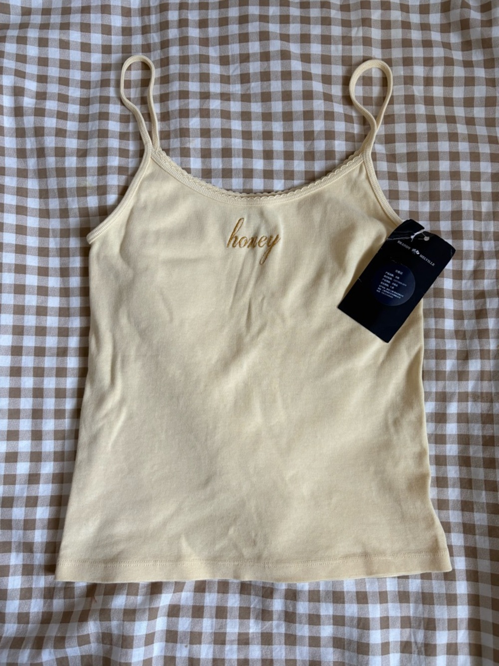 Brandy Melville Honey Embroidered Tank Top
